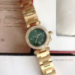 Replica Cartier Pasha Diamond Bezel Deep Green Dial Gold Watch With Arabic Markers